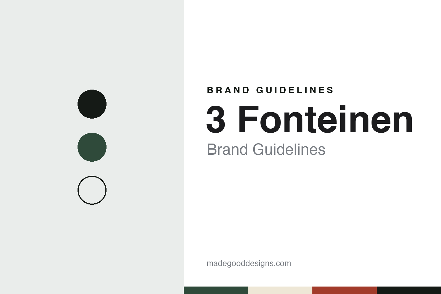 3 Fonteinen brand guidelines — abstract colour discs and material texture (original homage; not a 3 Fonteinen product or logo)