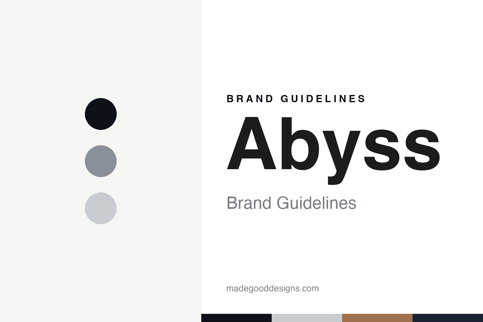Abyss brand guidelines — abstract colour discs and material texture (original homage; not a Abyss product or logo)