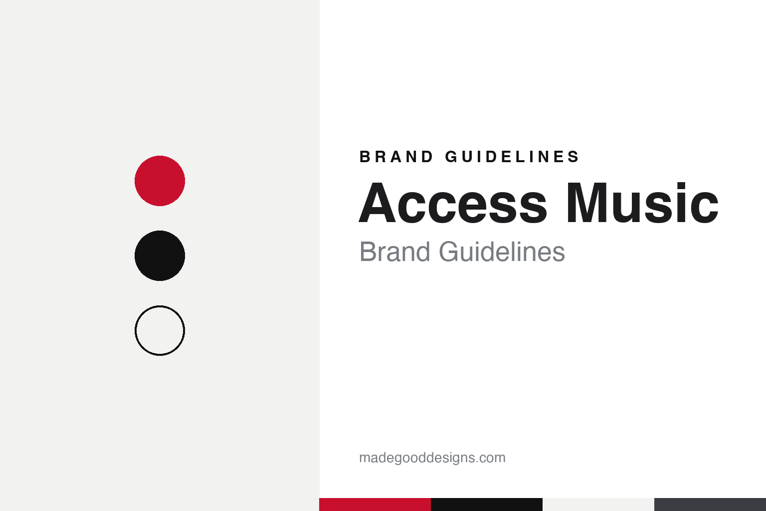 Access Music brand guidelines — abstract colour discs and material texture (original homage; not a Access Music product or logo)