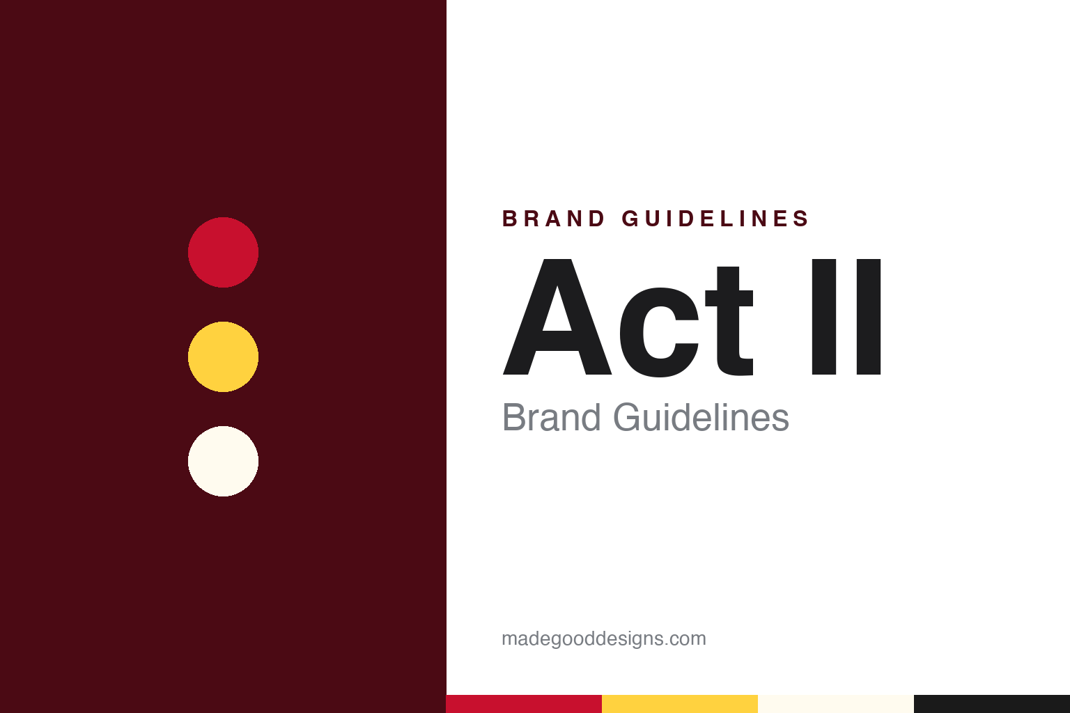 Act II brand guidelines — abstract colour discs and material texture (original homage; not a Act II product or logo)