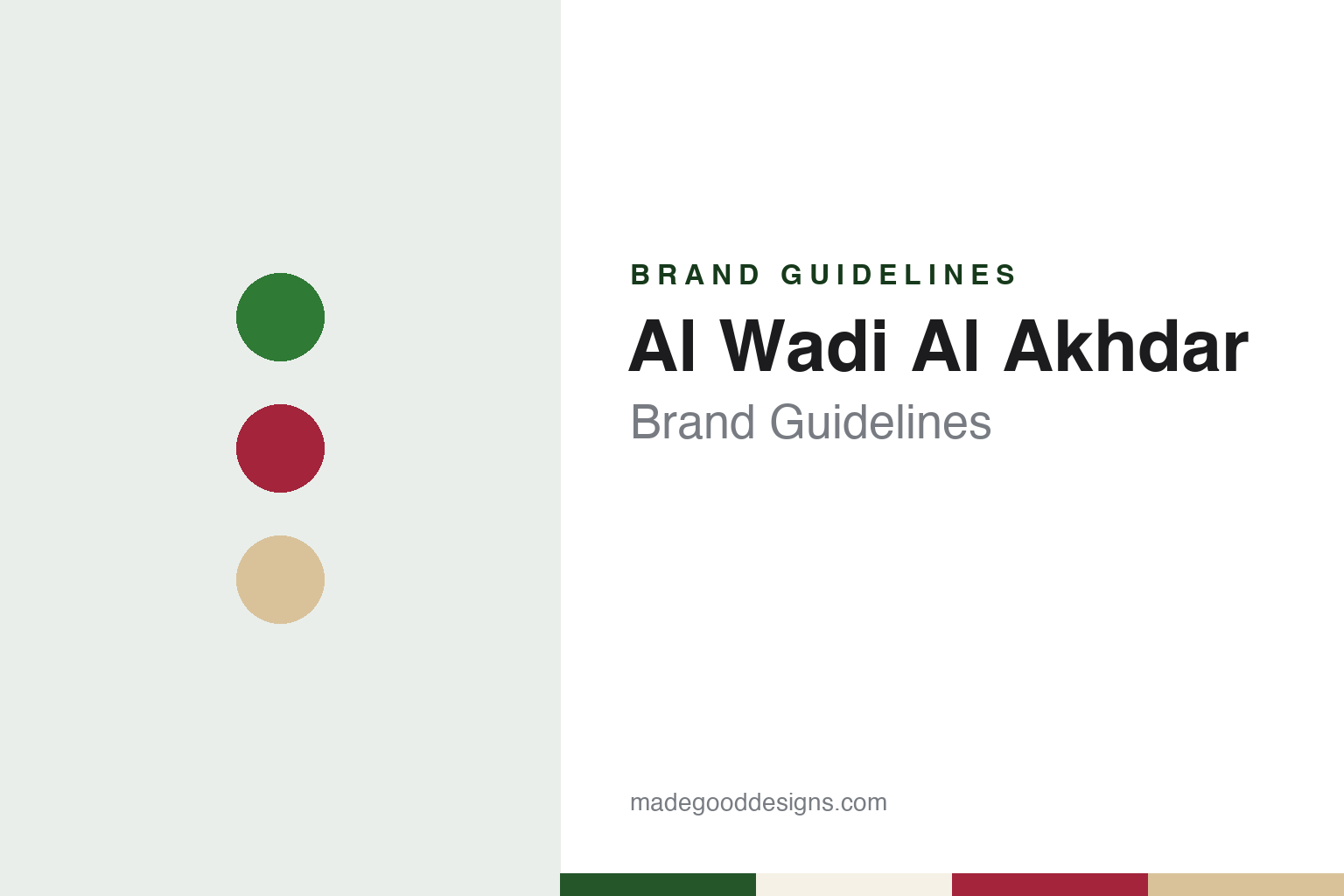 Al Wadi Al Akhdar brand guidelines — abstract colour discs and material texture (original homage; not a Al Wadi Al Akhdar product or logo)