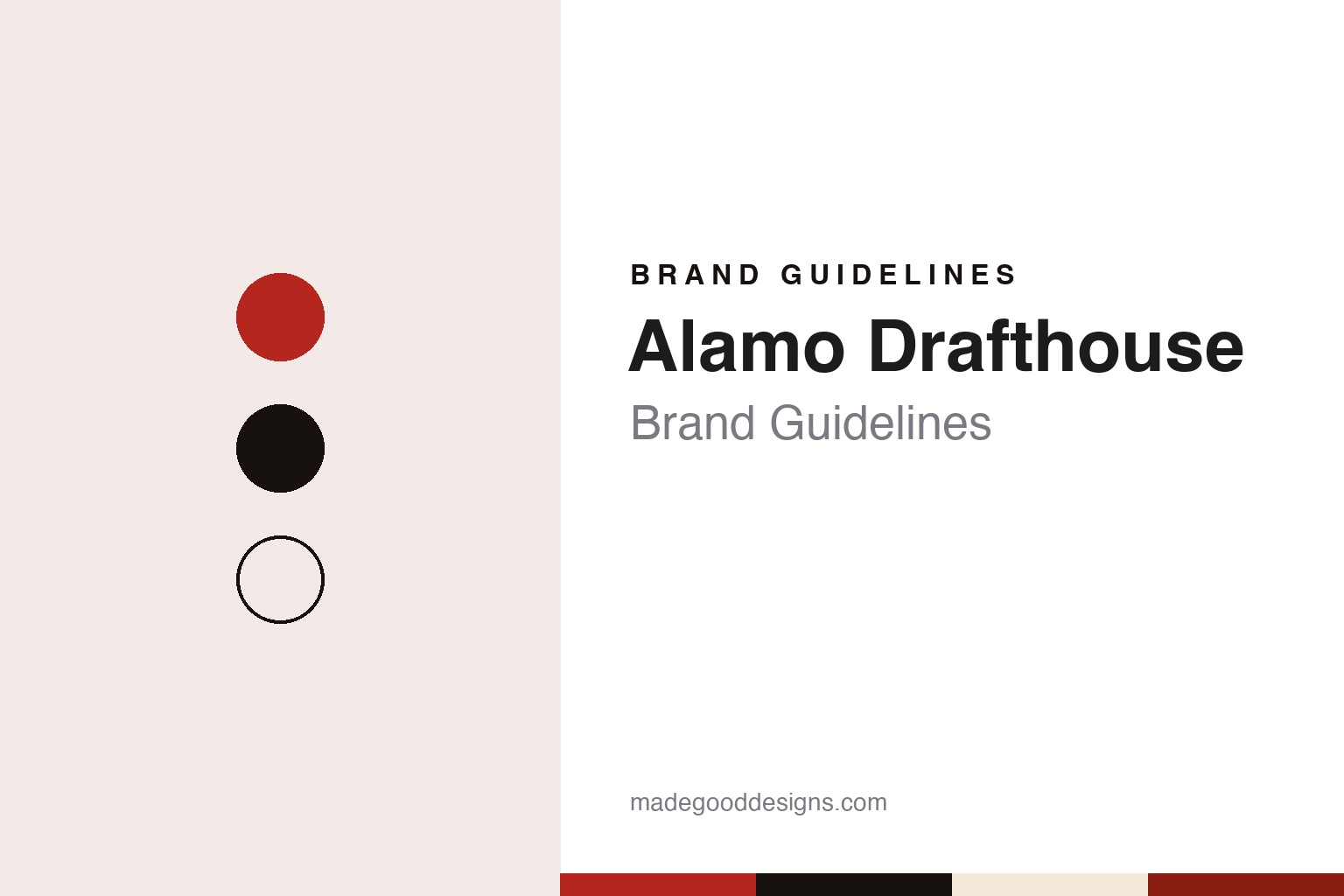 Alamo Drafthouse brand guidelines — abstract colour discs and material texture (original homage; not a Alamo Drafthouse product or logo)