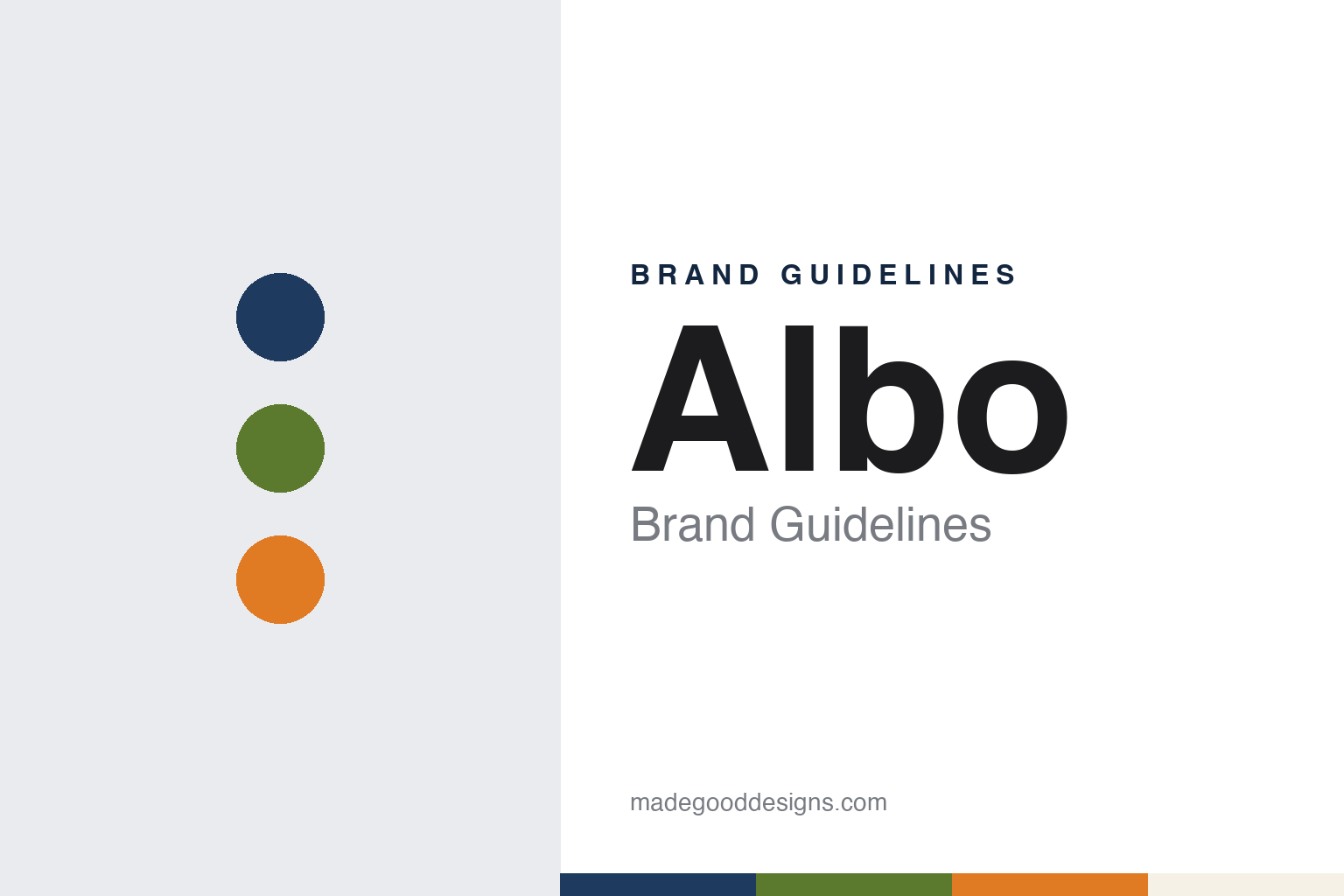 Albo brand guidelines — abstract colour discs and material texture (original homage; not a Albo product or logo)