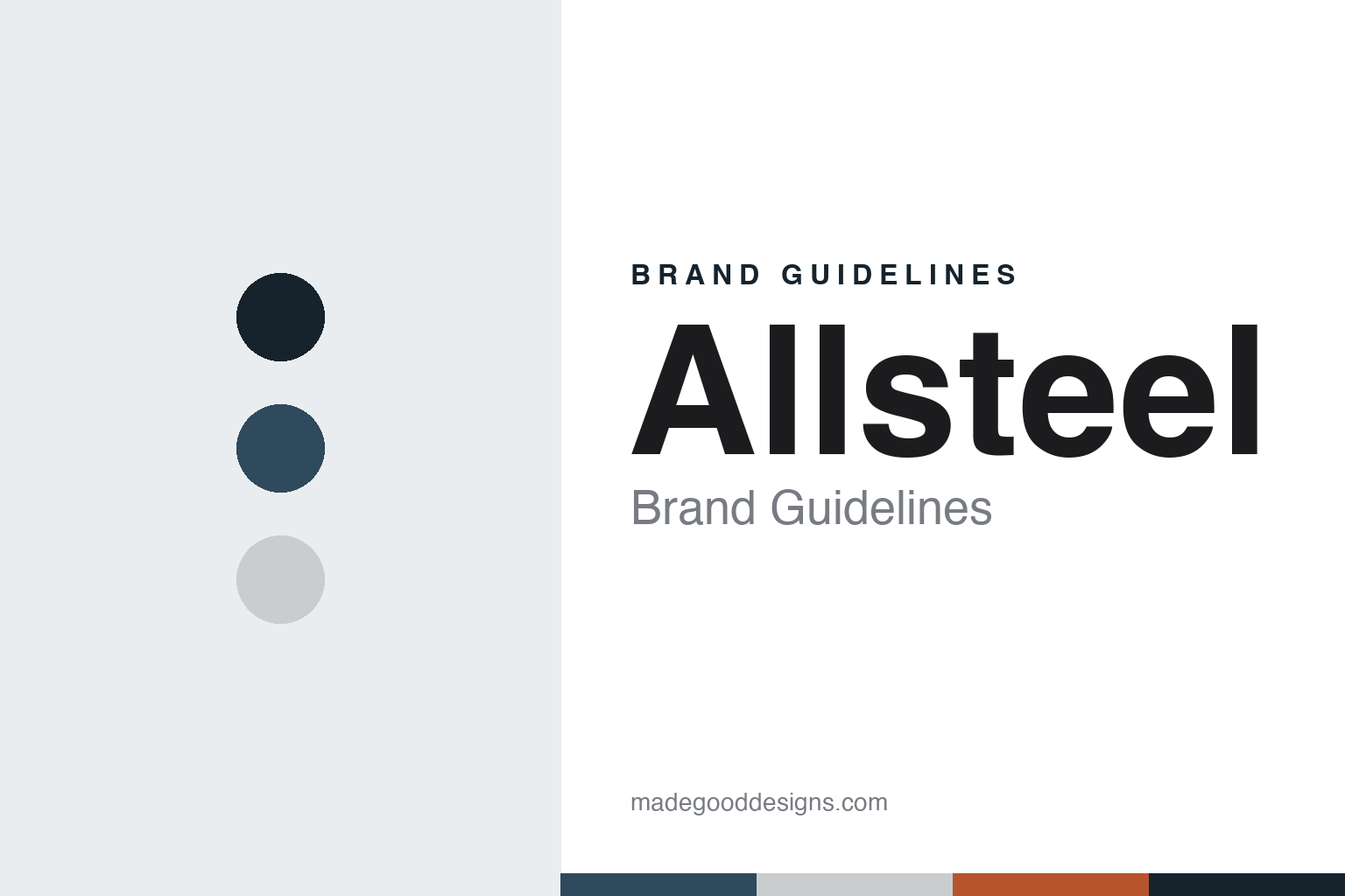 Allsteel brand guidelines — abstract colour discs and material texture (original homage; not a Allsteel product or logo)