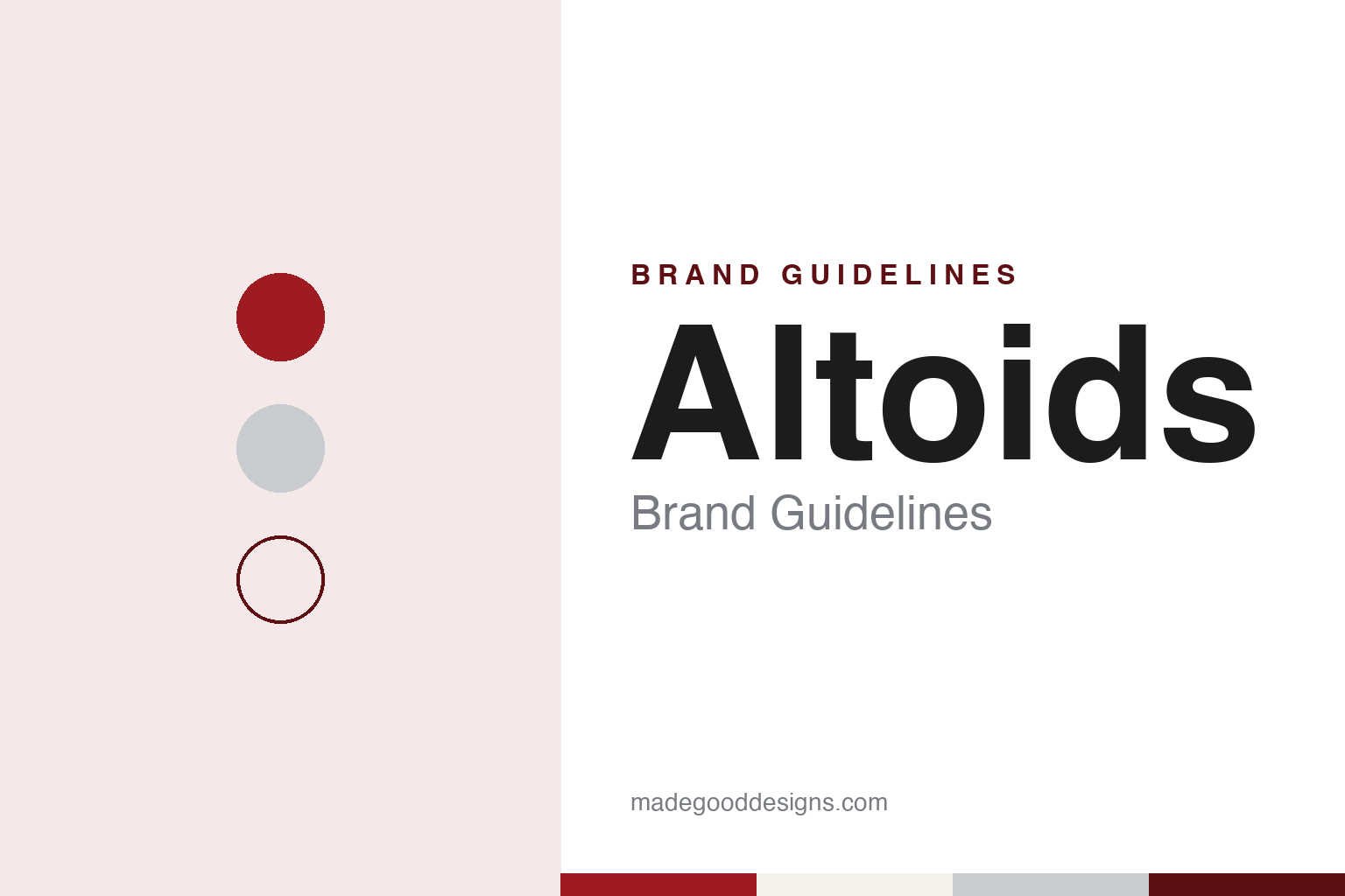 Altoids brand guidelines — abstract colour discs and material texture (original homage; not a Altoids product or logo)