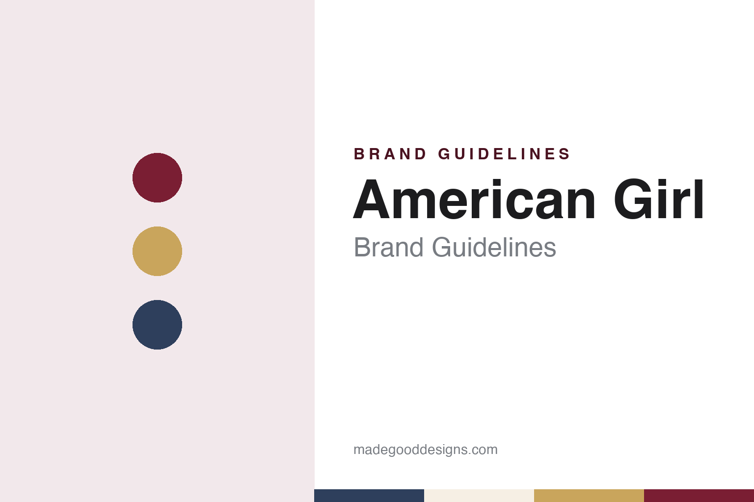 American Girl brand guidelines — abstract colour discs and material texture (original homage; not a American Girl product or logo)