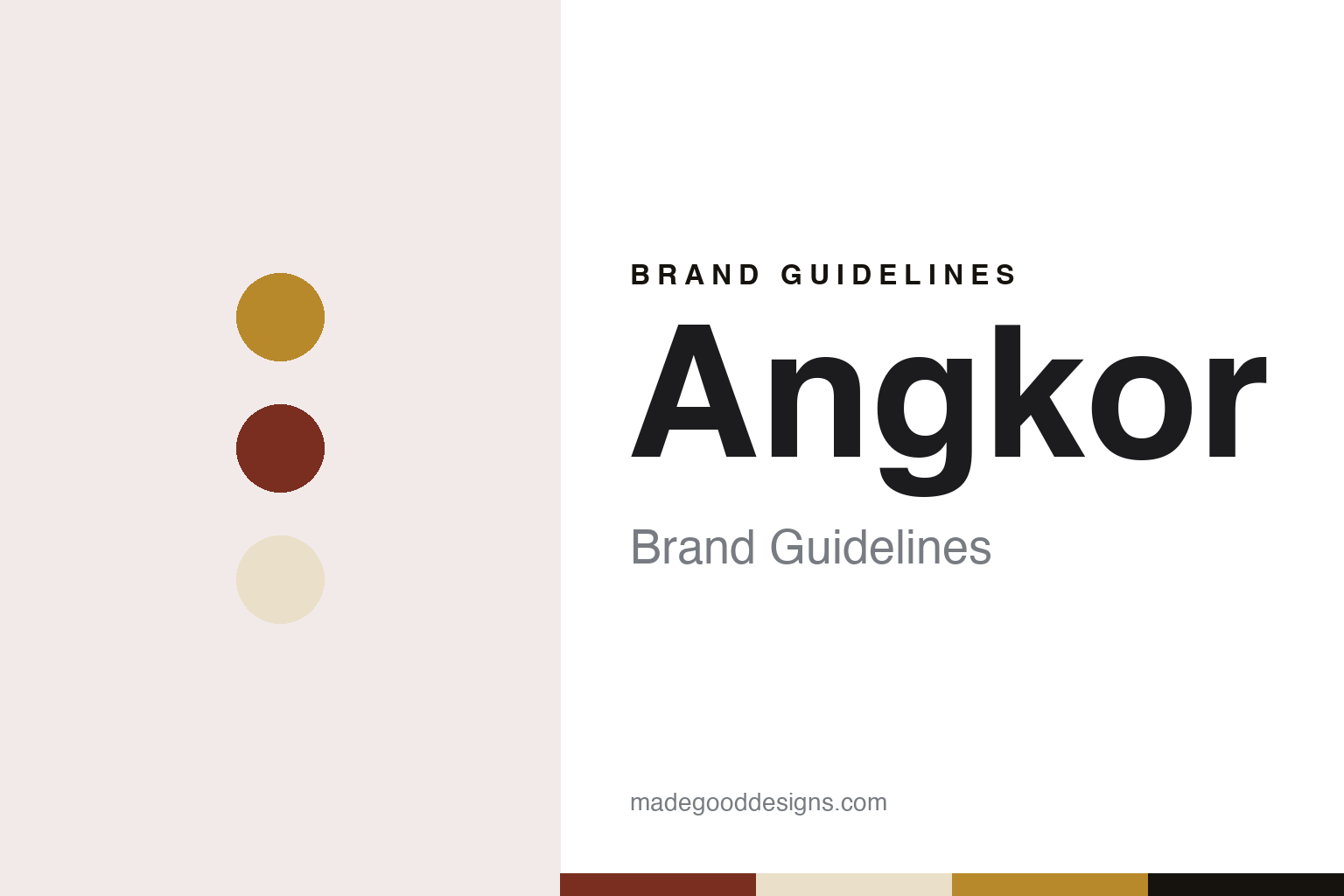 Angkor brand guidelines — abstract colour discs and material texture (original homage; not a Angkor product or logo)