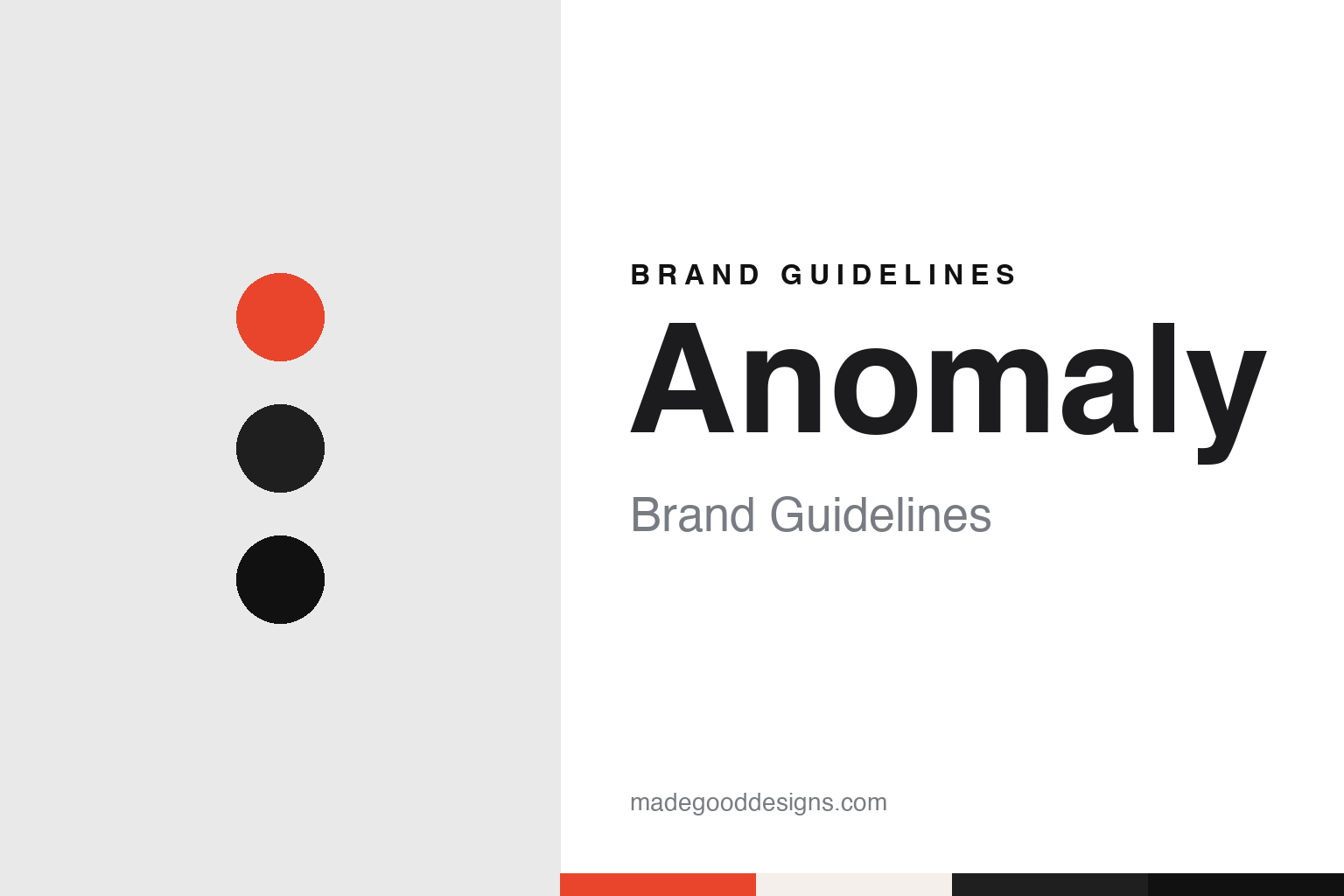 Anomaly brand guidelines — abstract colour discs and material texture (original homage; not a Anomaly product or logo)