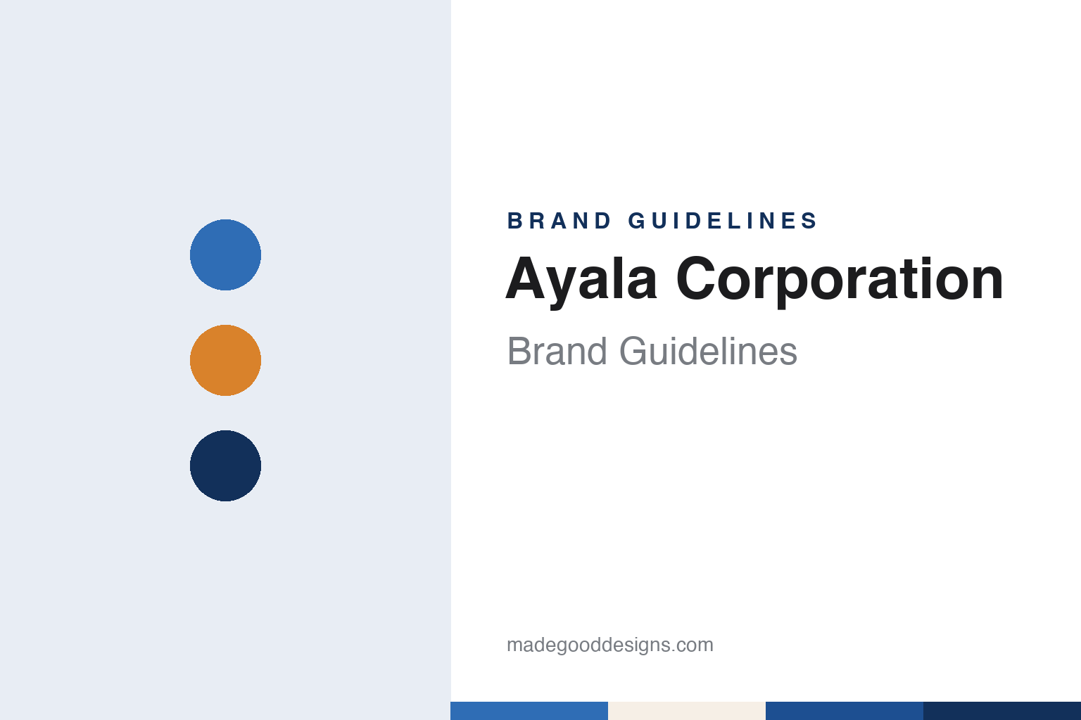 Ayala Corporation brand guidelines — abstract colour discs and material texture (original homage; not a Ayala Corporation product or logo)