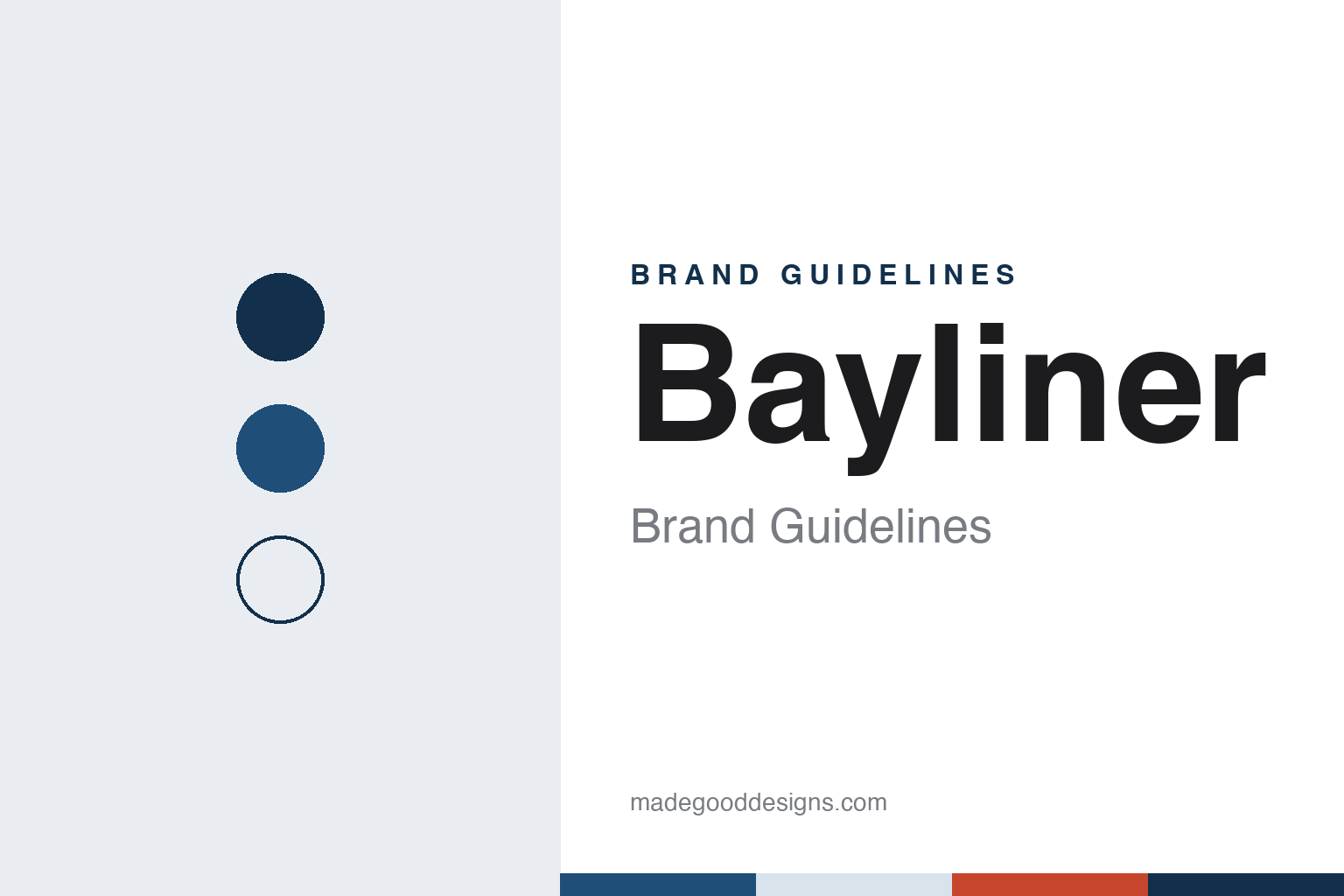 Bayliner brand guidelines — abstract colour discs and material texture (original homage; not a Bayliner product or logo)