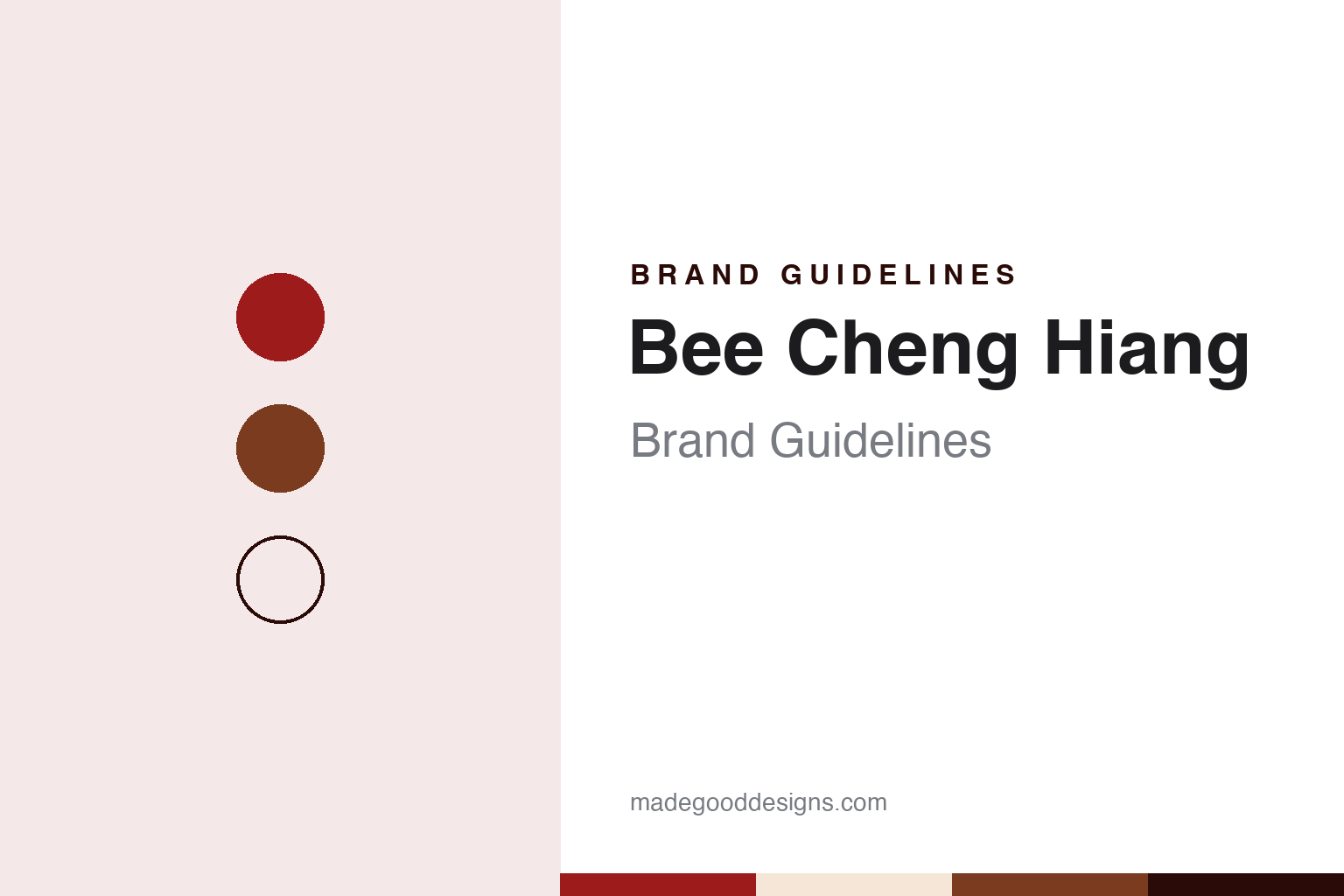 Bee Cheng Hiang brand guidelines — abstract colour discs and material texture (original homage; not a Bee Cheng Hiang product or logo)