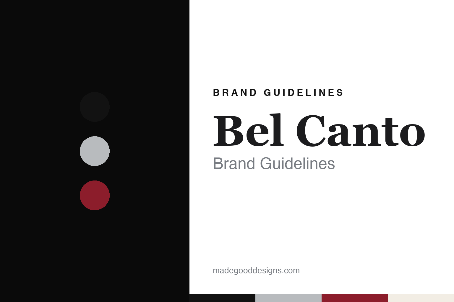 Bel Canto brand guidelines — abstract colour discs and material texture (original homage; not a Bel Canto product or logo)