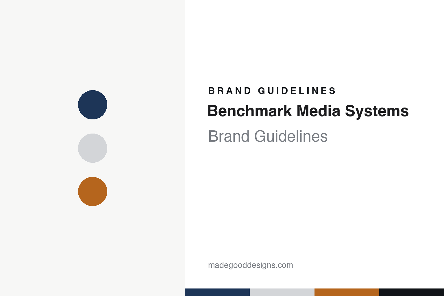 Benchmark Media Systems brand guidelines — abstract colour discs and material texture (original homage; not a Benchmark Media Systems product or logo)