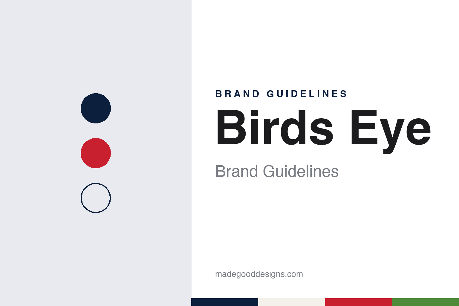 Birds Eye brand guidelines — abstract colour discs and material texture (original homage; not a Birds Eye product or logo)