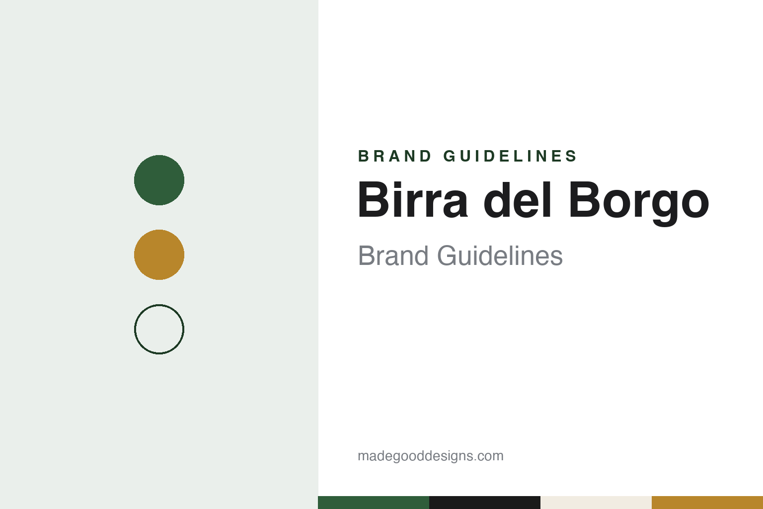 Birra del Borgo brand guidelines — abstract colour discs and material texture (original homage; not a Birra del Borgo product or logo)