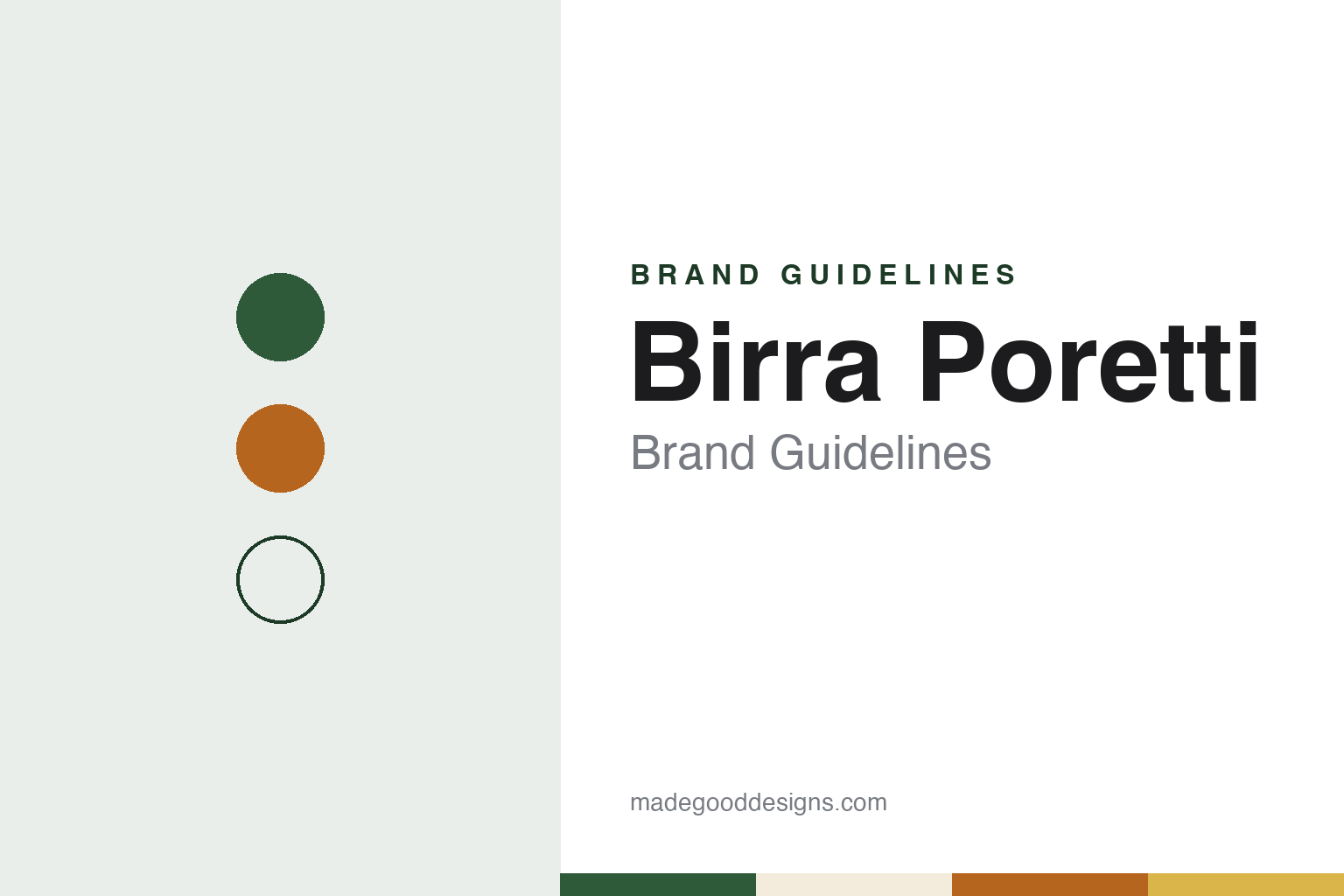 Birra Poretti brand guidelines — abstract colour discs and material texture (original homage; not a Birra Poretti product or logo)