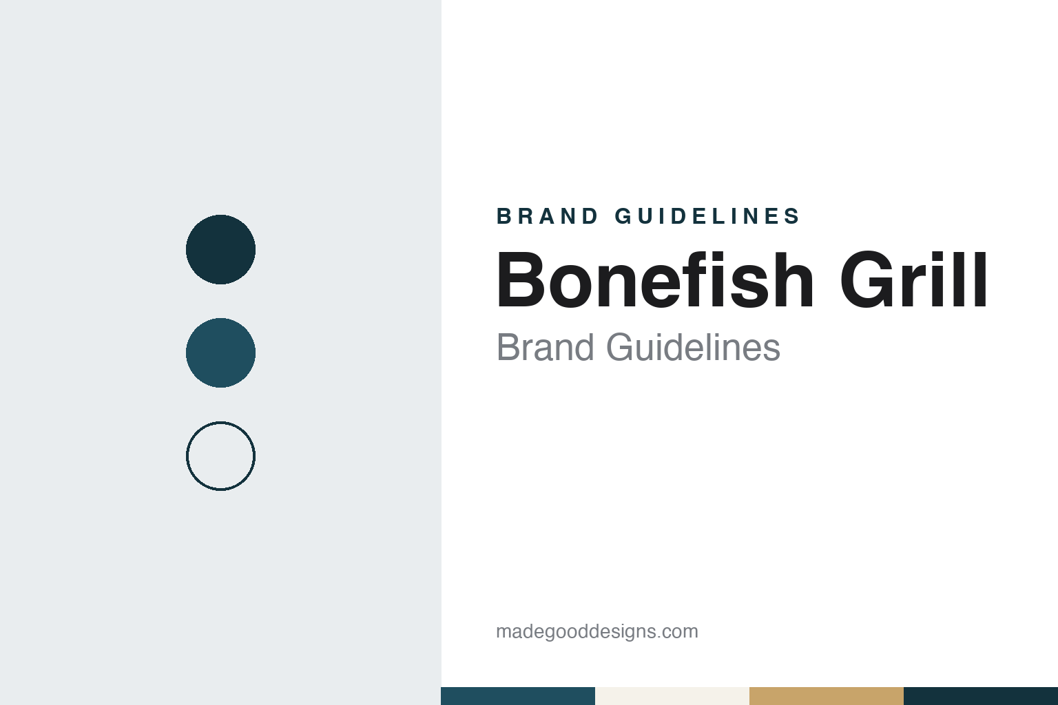 Bonefish Grill brand guidelines — abstract colour discs and material texture (original homage; not a Bonefish Grill product or logo)