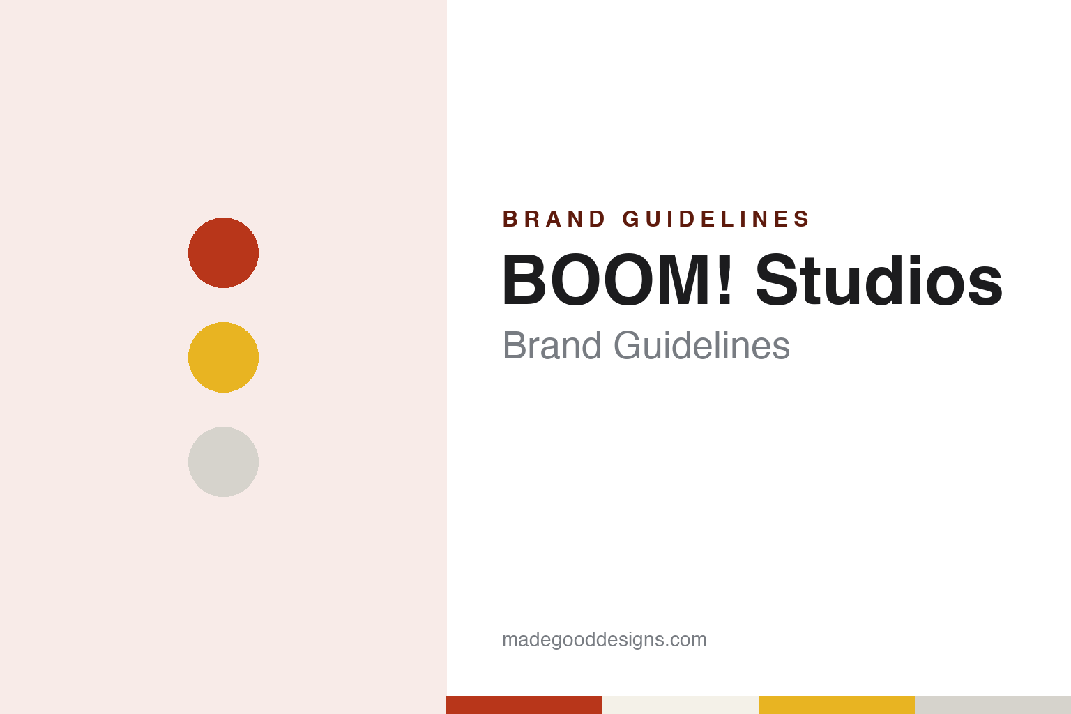 BOOM! Studios brand guidelines — abstract colour discs and material texture (original homage; not a BOOM! Studios product or logo)