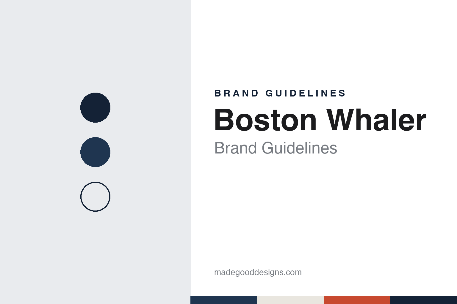 Boston Whaler brand guidelines — abstract colour discs and material texture (original homage; not a Boston Whaler product or logo)