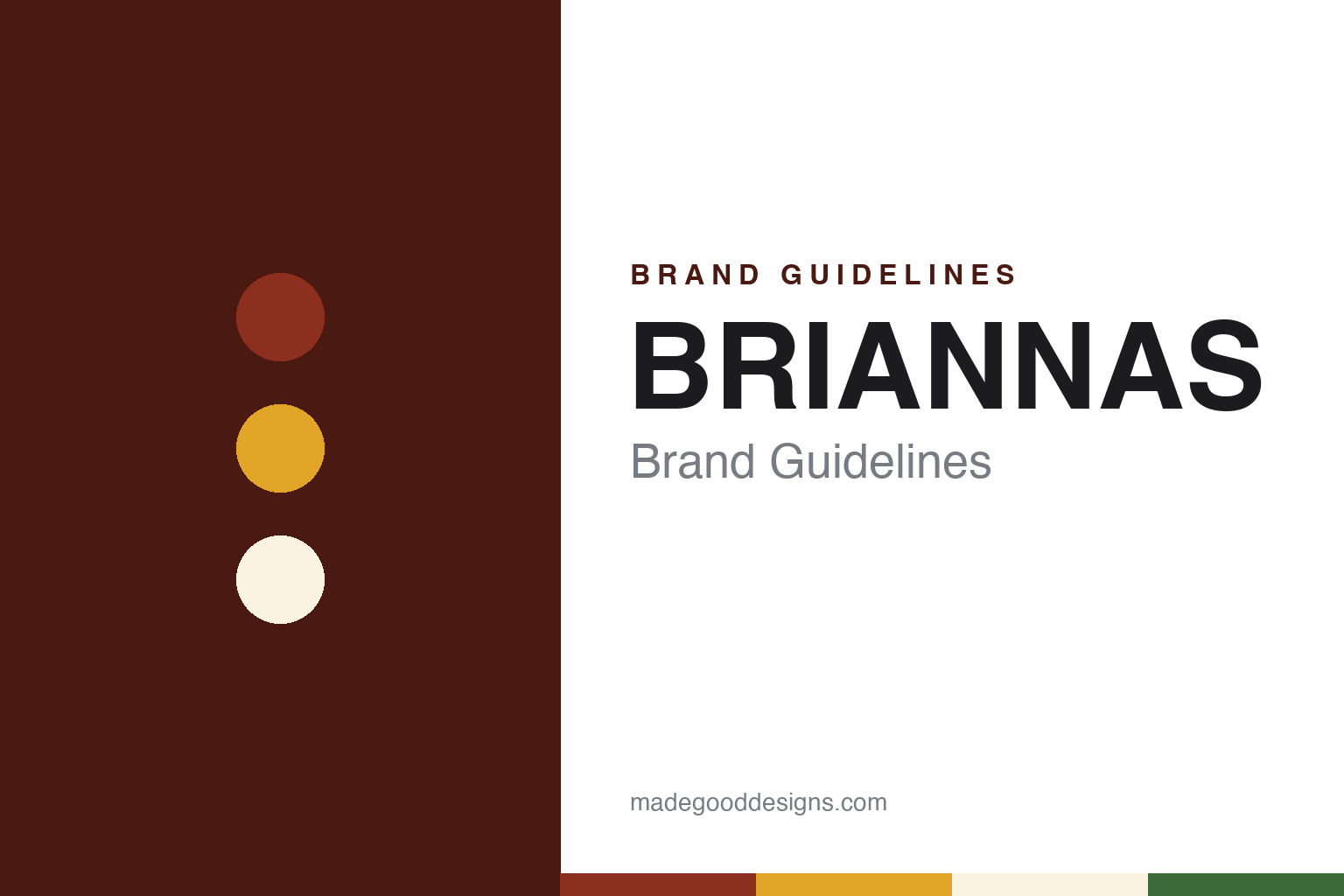 BRIANNAS brand guidelines — abstract colour discs and material texture (original homage; not a BRIANNAS product or logo)