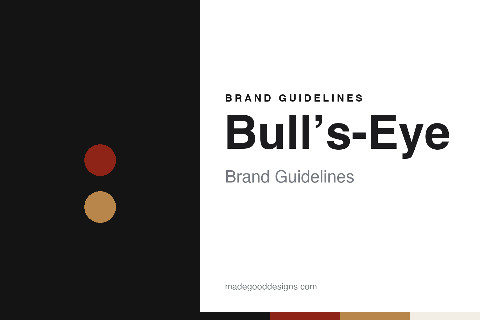 Bull’s-Eye brand guidelines — abstract colour discs and material texture (original homage; not a Bull’s-Eye product or logo)