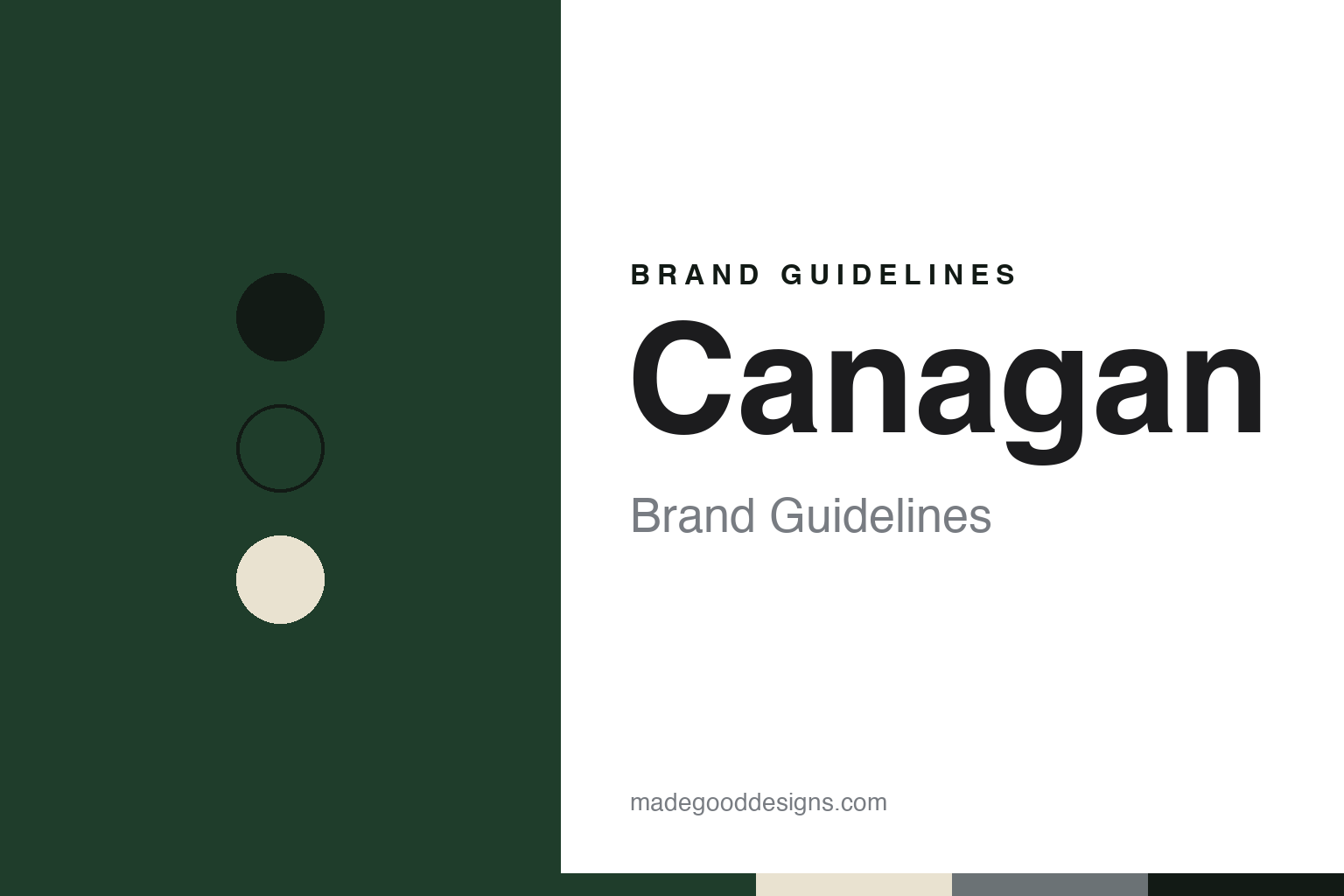 Canagan brand guidelines — abstract colour discs and material texture (original homage; not a Canagan product or logo)