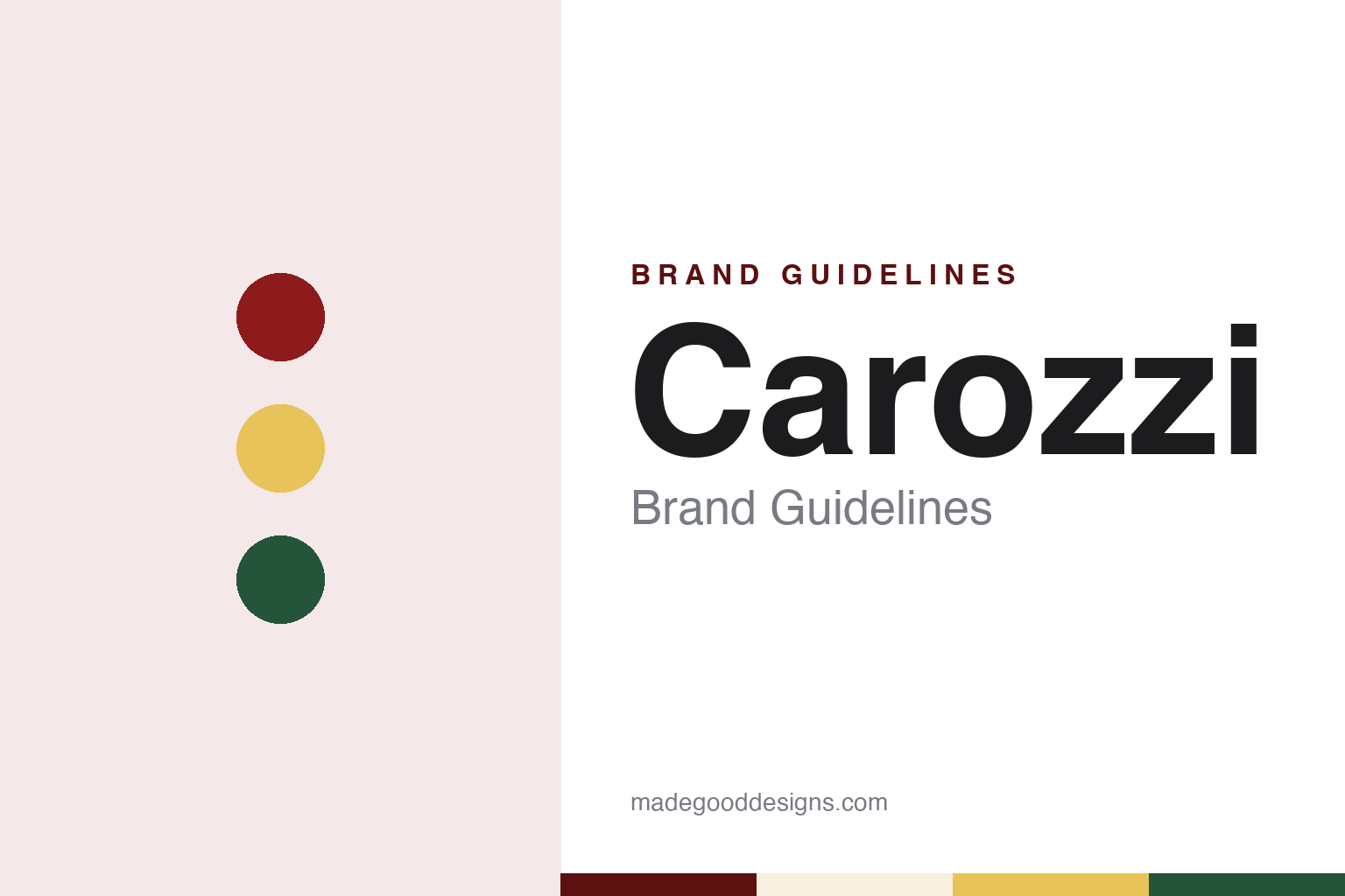 Carozzi brand guidelines — abstract colour discs and material texture (original homage; not a Carozzi product or logo)