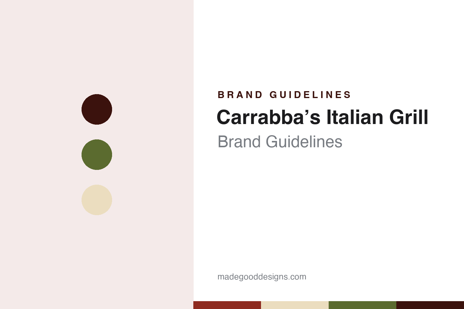 Carrabba’s Italian Grill brand guidelines — abstract colour discs and material texture (original homage; not a Carrabba’s Italian Grill product or logo)