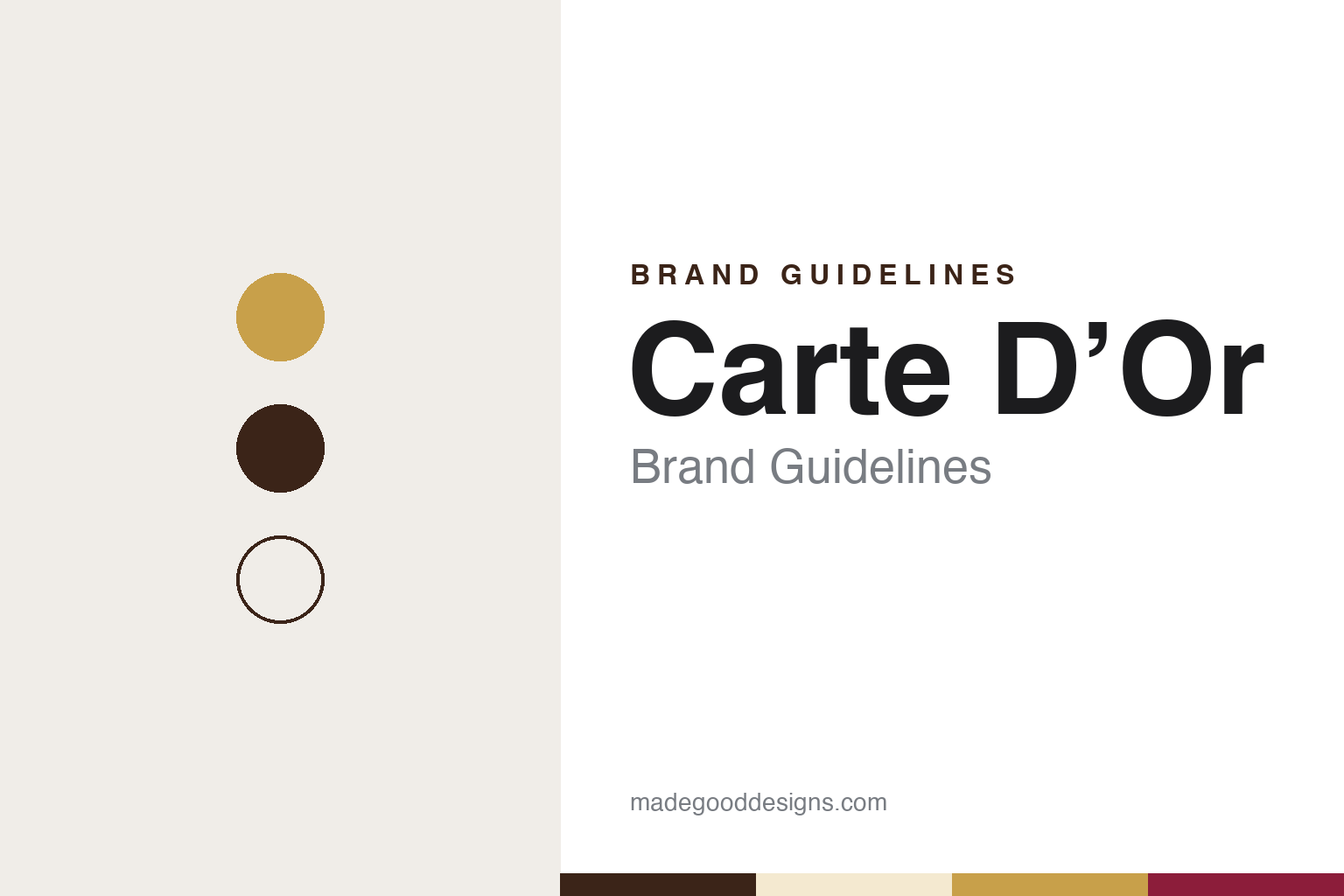 Carte D’Or brand guidelines — abstract colour discs and material texture (original homage; not a Carte D’Or product or logo)