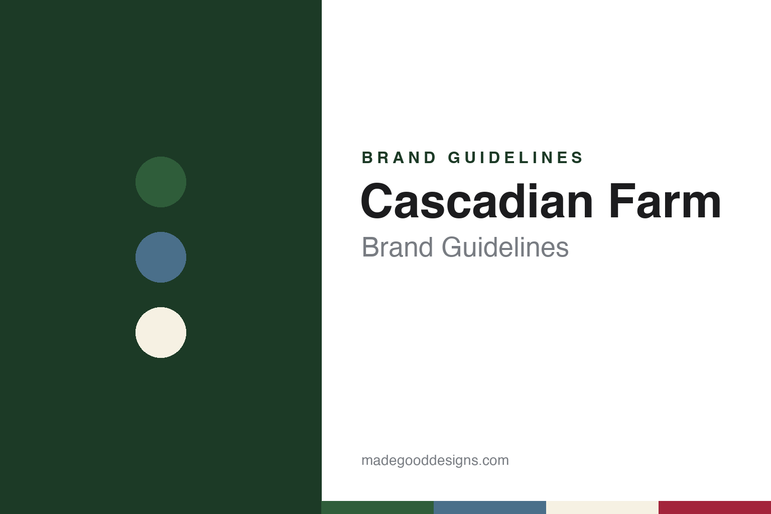 Cascadian Farm brand guidelines — abstract colour discs and material texture (original homage; not a Cascadian Farm product or logo)