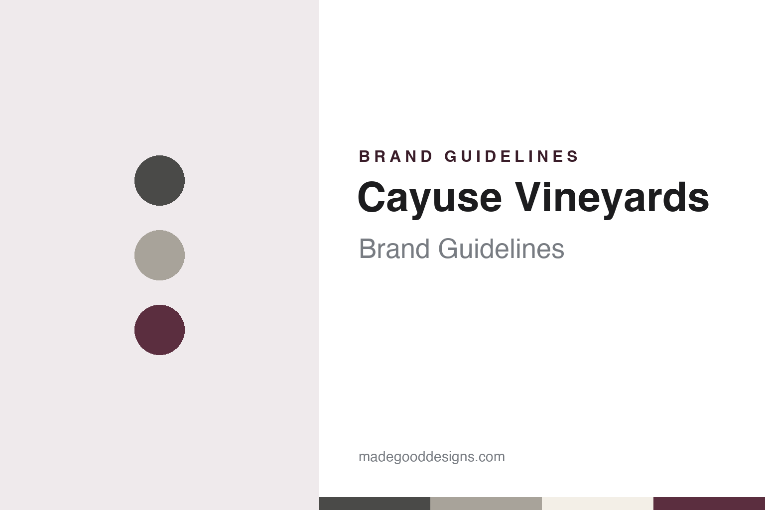 Cayuse Vineyards brand guidelines — abstract colour discs and material texture (original homage; not a Cayuse Vineyards product or logo)
