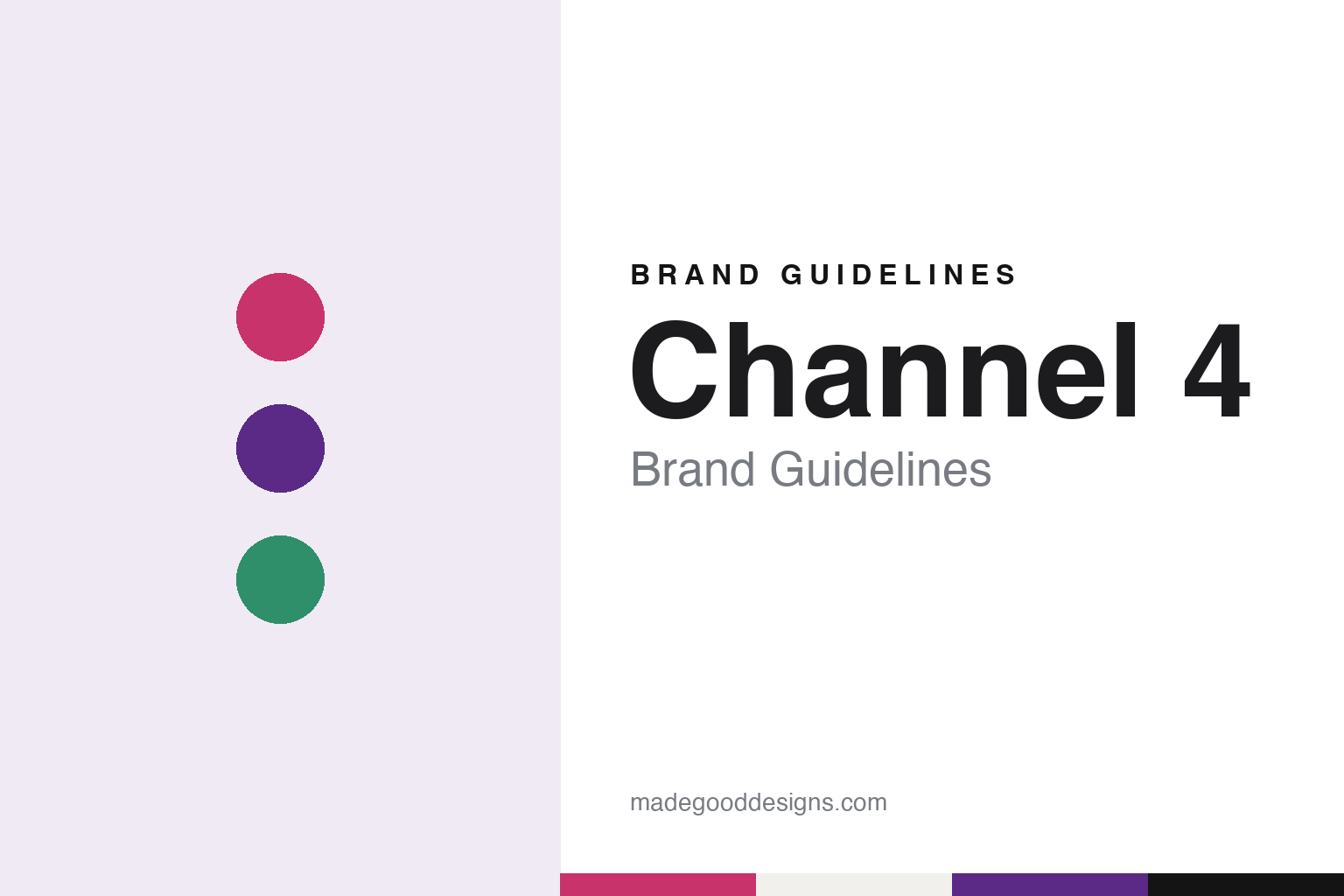 Channel 4 brand guidelines — abstract colour discs and material texture (original homage; not a Channel 4 product or logo)