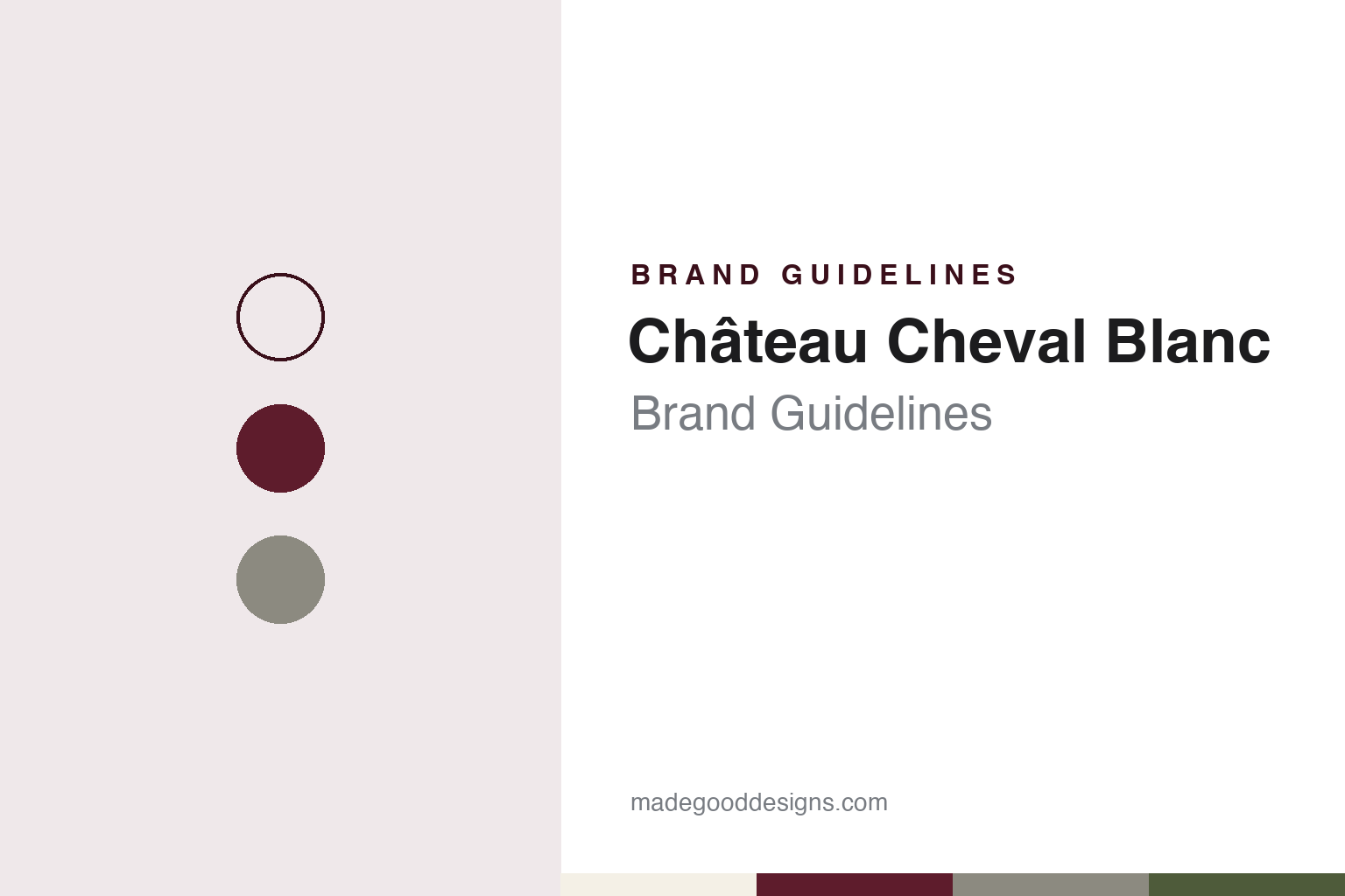 Château Cheval Blanc brand guidelines — abstract colour discs and material texture (original homage; not a Château Cheval Blanc product or logo)