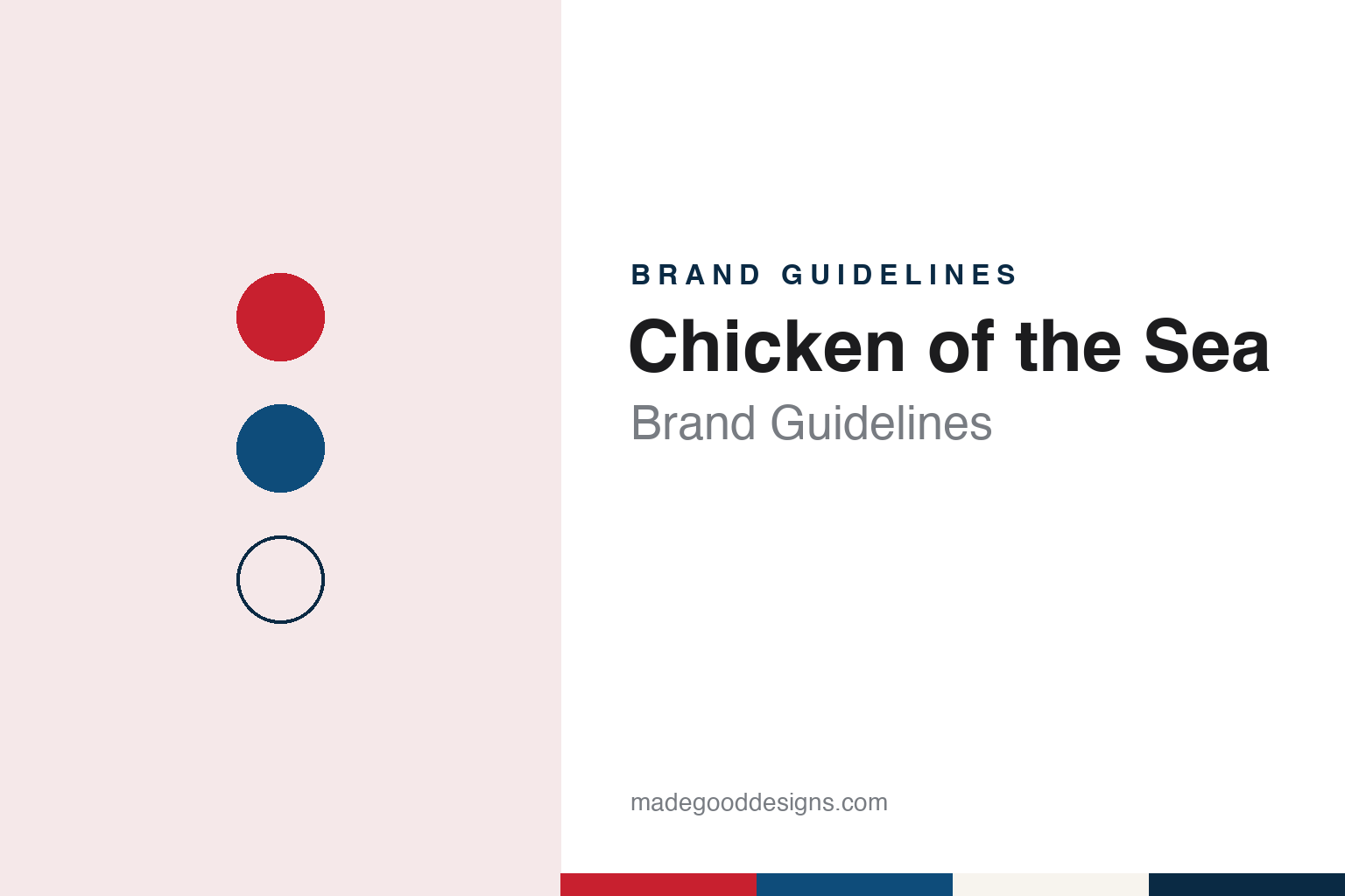 Chicken of the Sea brand guidelines — abstract colour discs and material texture (original homage; not a Chicken of the Sea product or logo)