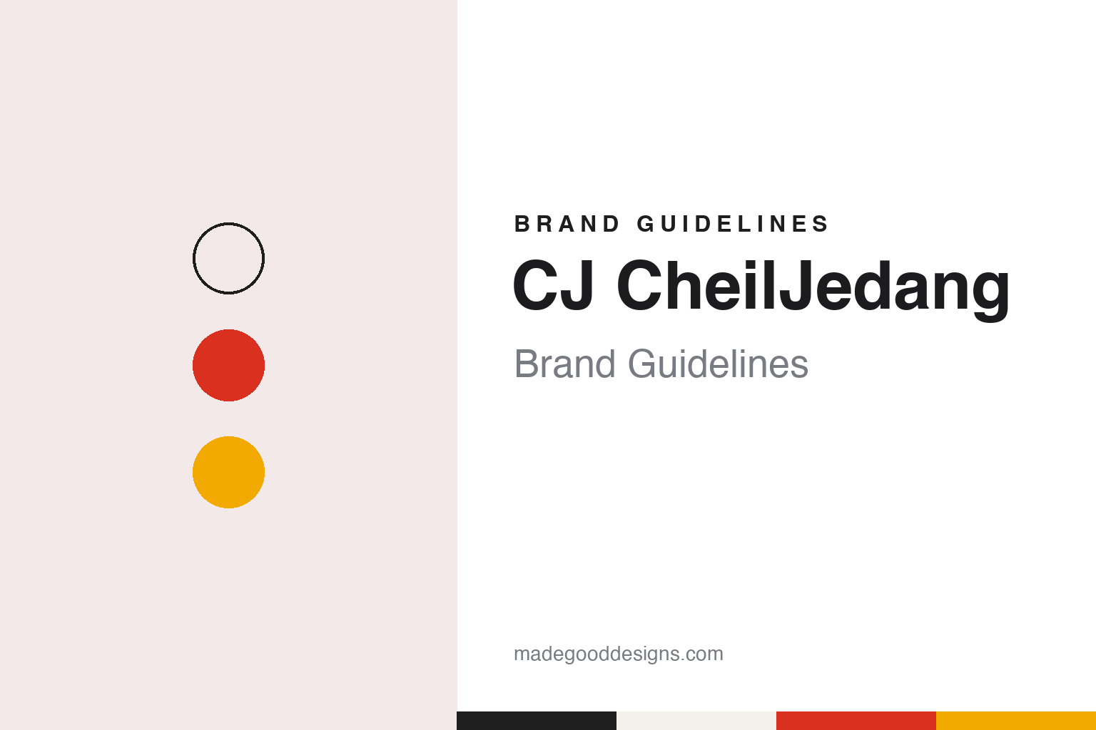 CJ CheilJedang brand guidelines — abstract colour discs and material texture (original homage; not a CJ CheilJedang product or logo)