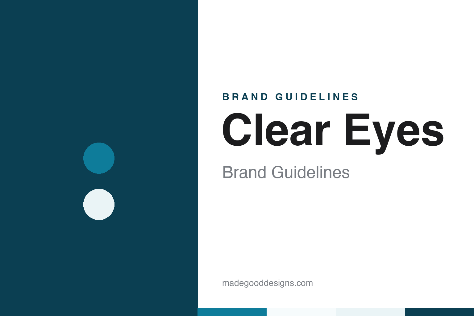 Clear Eyes brand guidelines — abstract colour discs and material texture (original homage; not a Clear Eyes product or logo)