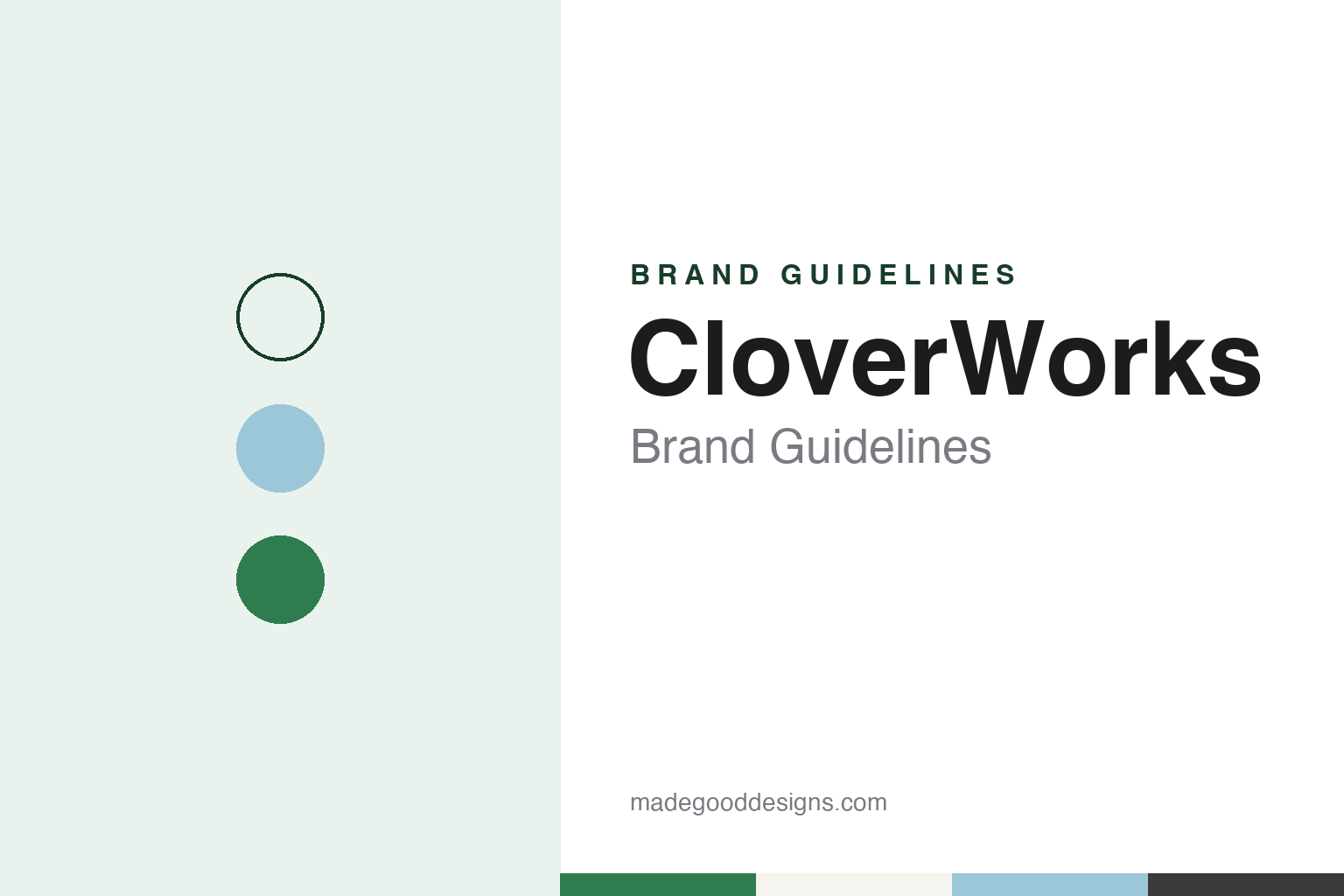 CloverWorks brand guidelines — abstract colour discs and material texture (original homage; not a CloverWorks product or logo)