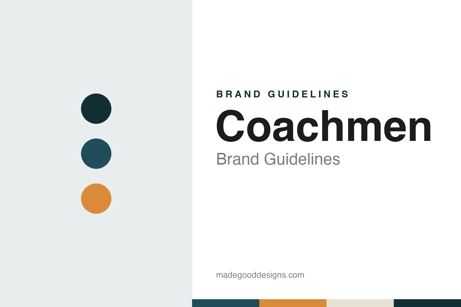 Coachmen brand guidelines — abstract colour discs and material texture (original homage; not a Coachmen product or logo)