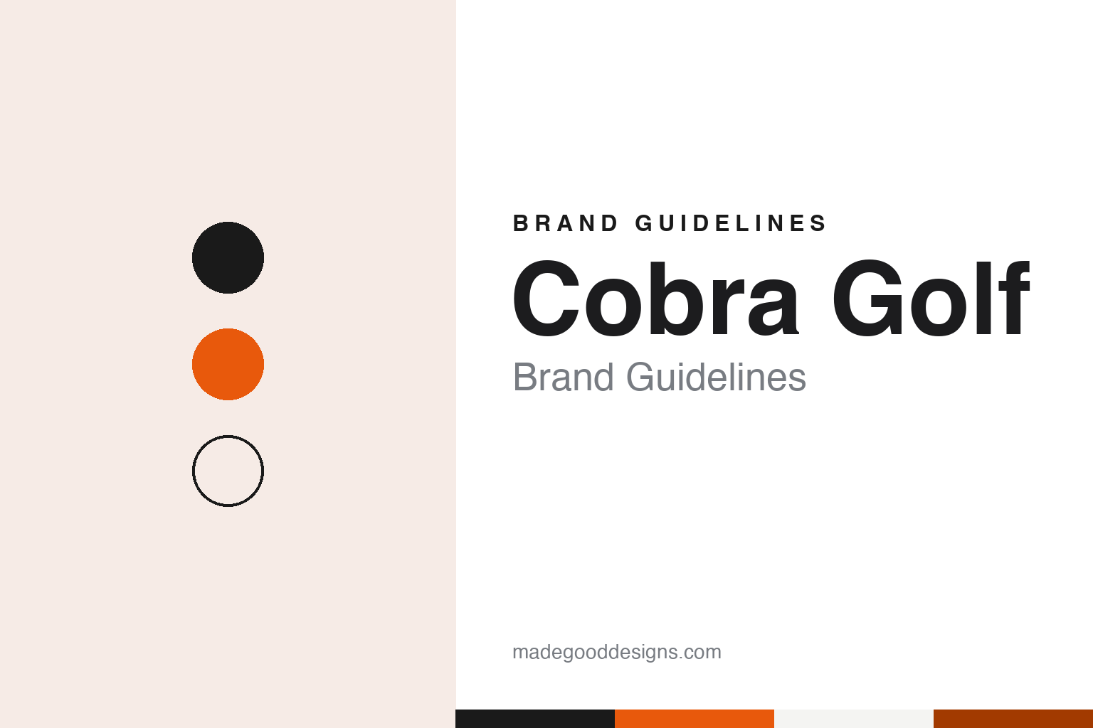 Cobra Golf brand guidelines — abstract colour discs and material texture (original homage; not a Cobra Golf product or logo)