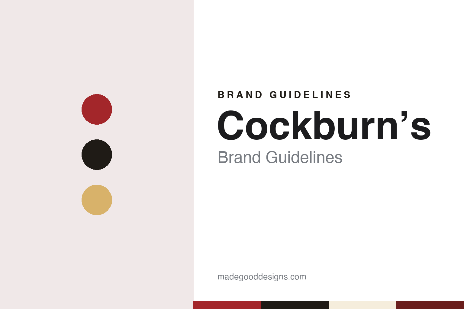 Cockburn’s brand guidelines — abstract colour discs and material texture (original homage; not a Cockburn’s product or logo)