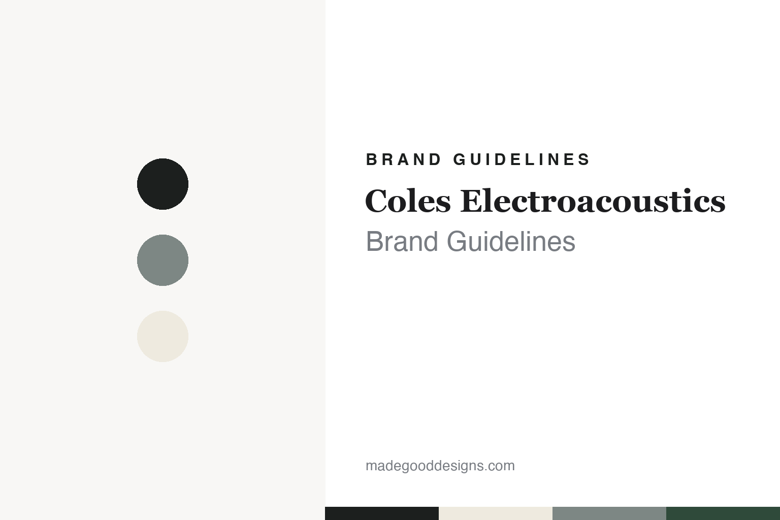Coles Electroacoustics brand guidelines — abstract colour discs and material texture (original homage; not a Coles Electroacoustics product or logo)