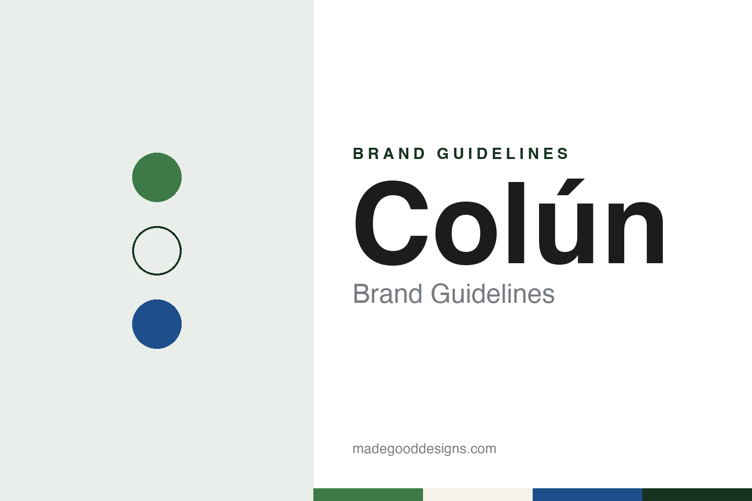 Colún brand guidelines — abstract colour discs and material texture (original homage; not a Colún product or logo)