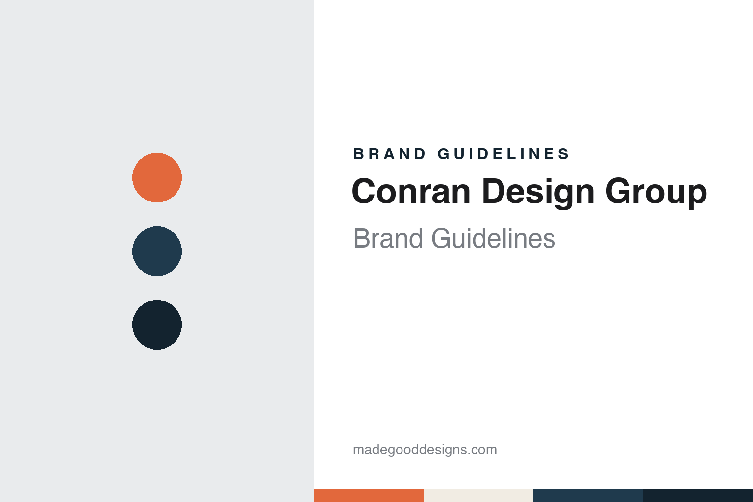 Conran Design Group brand guidelines — abstract colour discs and material texture (original homage; not a Conran Design Group product or logo)