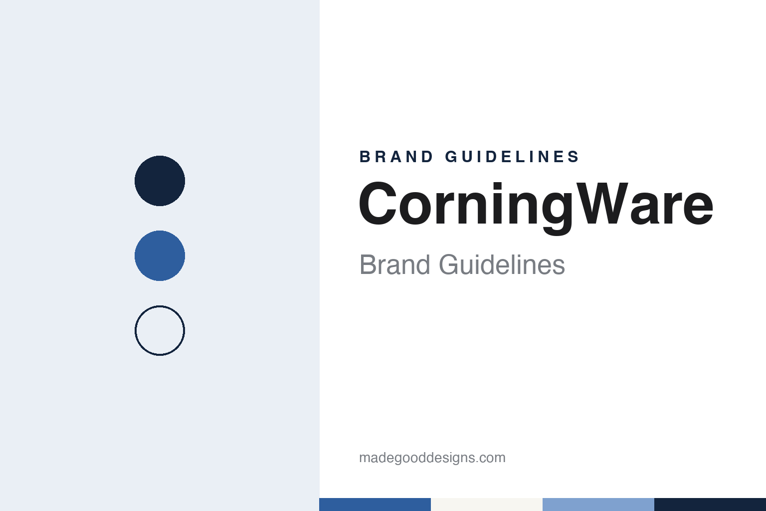 CorningWare Brand Guidelines: Stookey’s Pyroceram, 1958 Cookware & Blue Cornflower