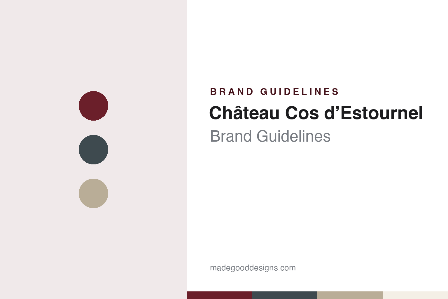 Château Cos d’Estournel brand guidelines — abstract colour discs and material texture (original homage; not a Château Cos d’Estournel product or logo)