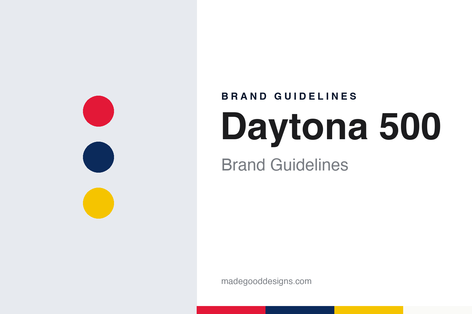 Daytona 500 brand guidelines — abstract colour discs and material texture (original homage; not a Daytona 500 product or logo)