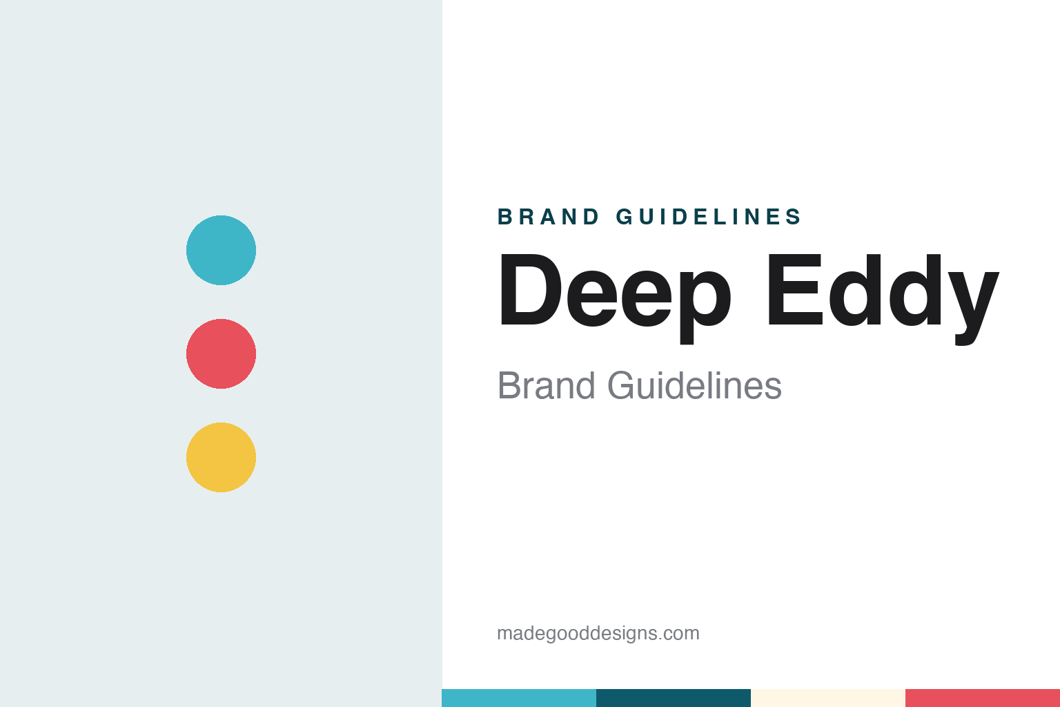Deep Eddy brand guidelines — abstract colour discs and material texture (original homage; not a Deep Eddy product or logo)