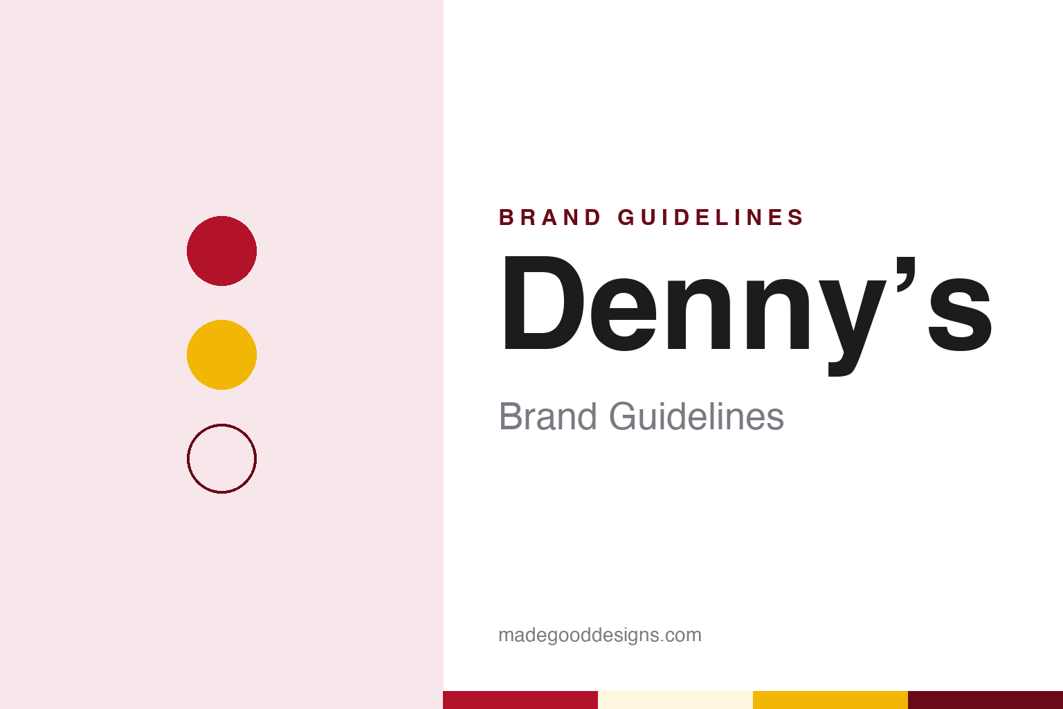 Denny’s brand guidelines — abstract colour discs and material texture (original homage; not a Denny’s product or logo)