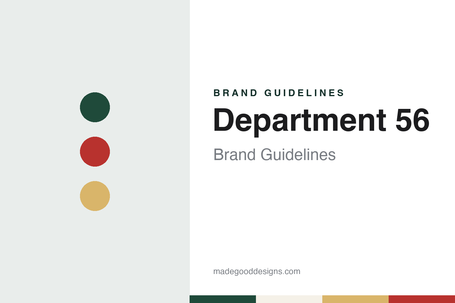 Department 56 brand guidelines — abstract colour discs and material texture (original homage; not a Department 56 product or logo)