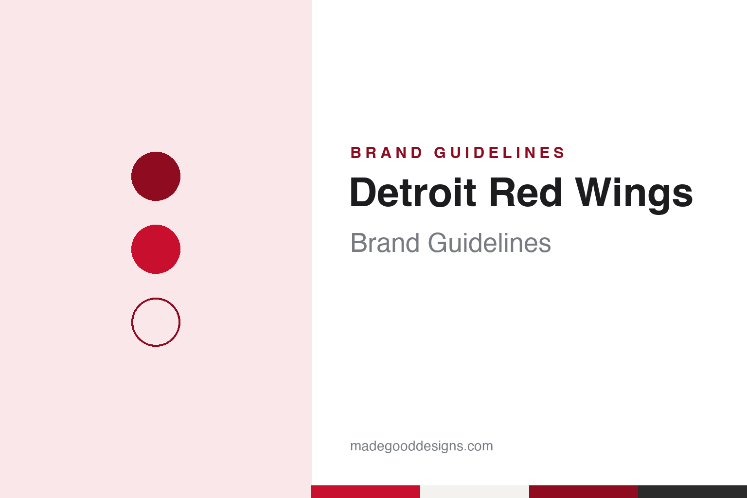 Detroit Red Wings brand guidelines — abstract colour discs and material texture (original homage; not a Detroit Red Wings product or logo)